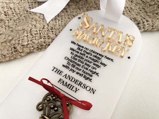 Personalised Santa’s Magic Key Door Sign – Christmas Eve Keepsake for Homes without a Chimney