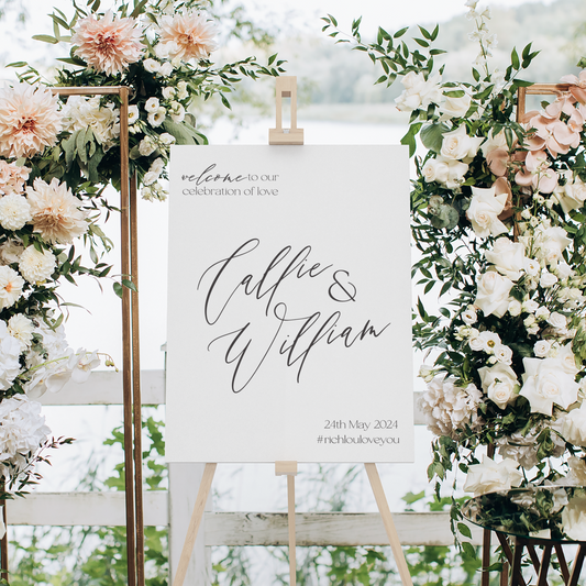 Sweet Script Wedding Welcome Sign | 3D layered