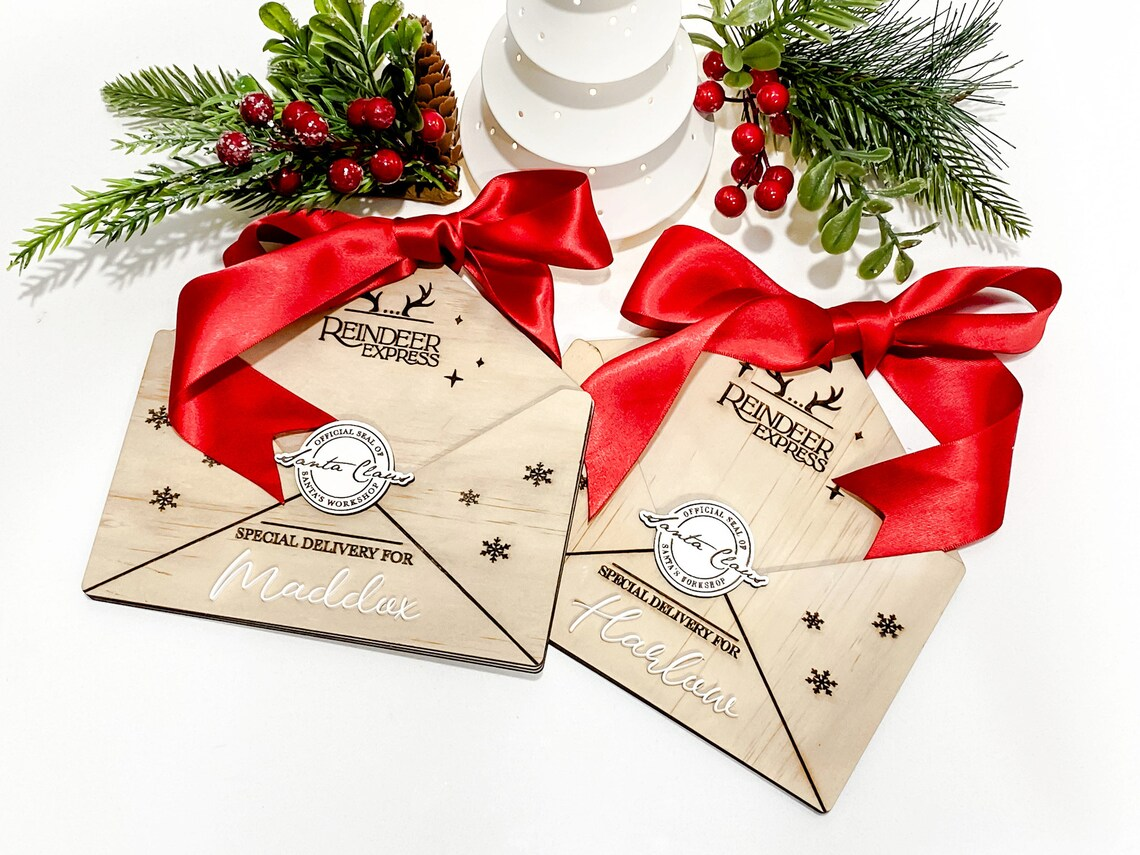 Letter from Santa | Christmas Ornament Wood Santa Envelope