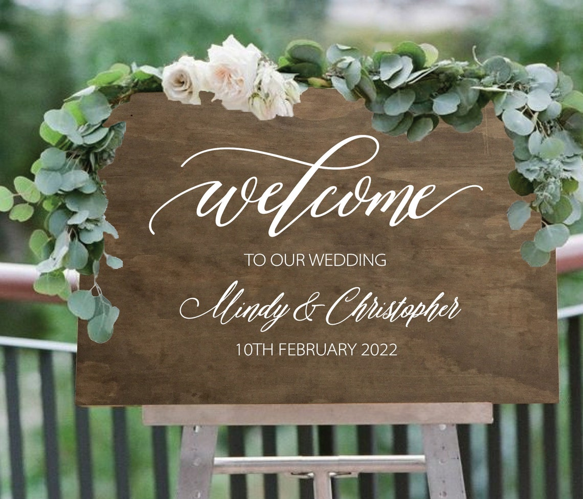 Elegant White Acrylic Wedding Welcome Sign