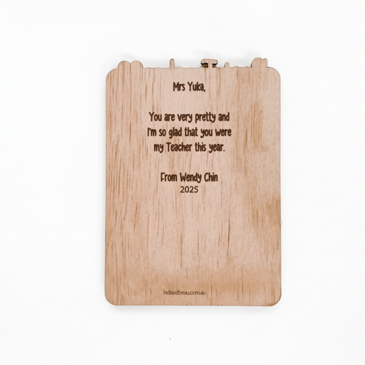 High-quality image of the back of a personalised dry erase notes board, a great office or home gift.