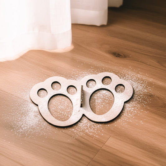 Easter Bunny Footprint stencil on wood floor