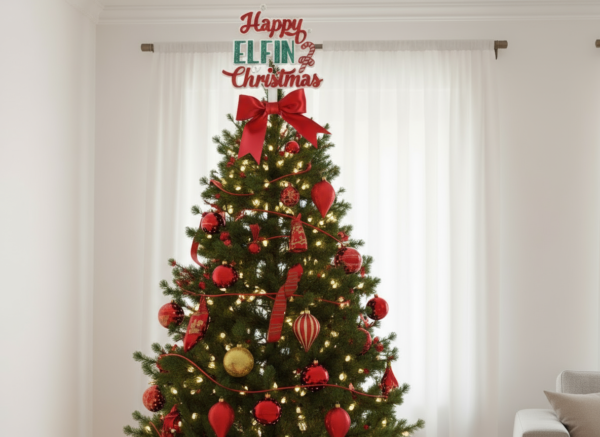 Happy Elfin Christmas Tree Topper – Fun Christmas Keepsake