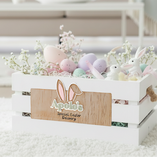 Custom Bunny Ear Crate Box Sign