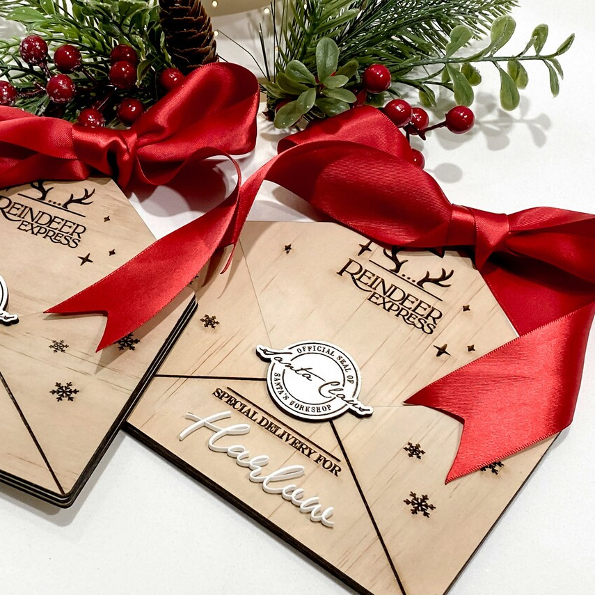 Letter from Santa | Christmas Ornament Wood Santa Envelope