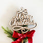 Beautiful Merry Christmas star design made from layered wood and acrylic in white, styled with pine foliage and a red satin ribbon. This Christmas tree topper doubles as a heartfelt Christmas keepsake and family tradition piece, adding rustic elegance to your Christmas decor. A unique Xmas star topper alternative created by Bell & Beau Design Co.