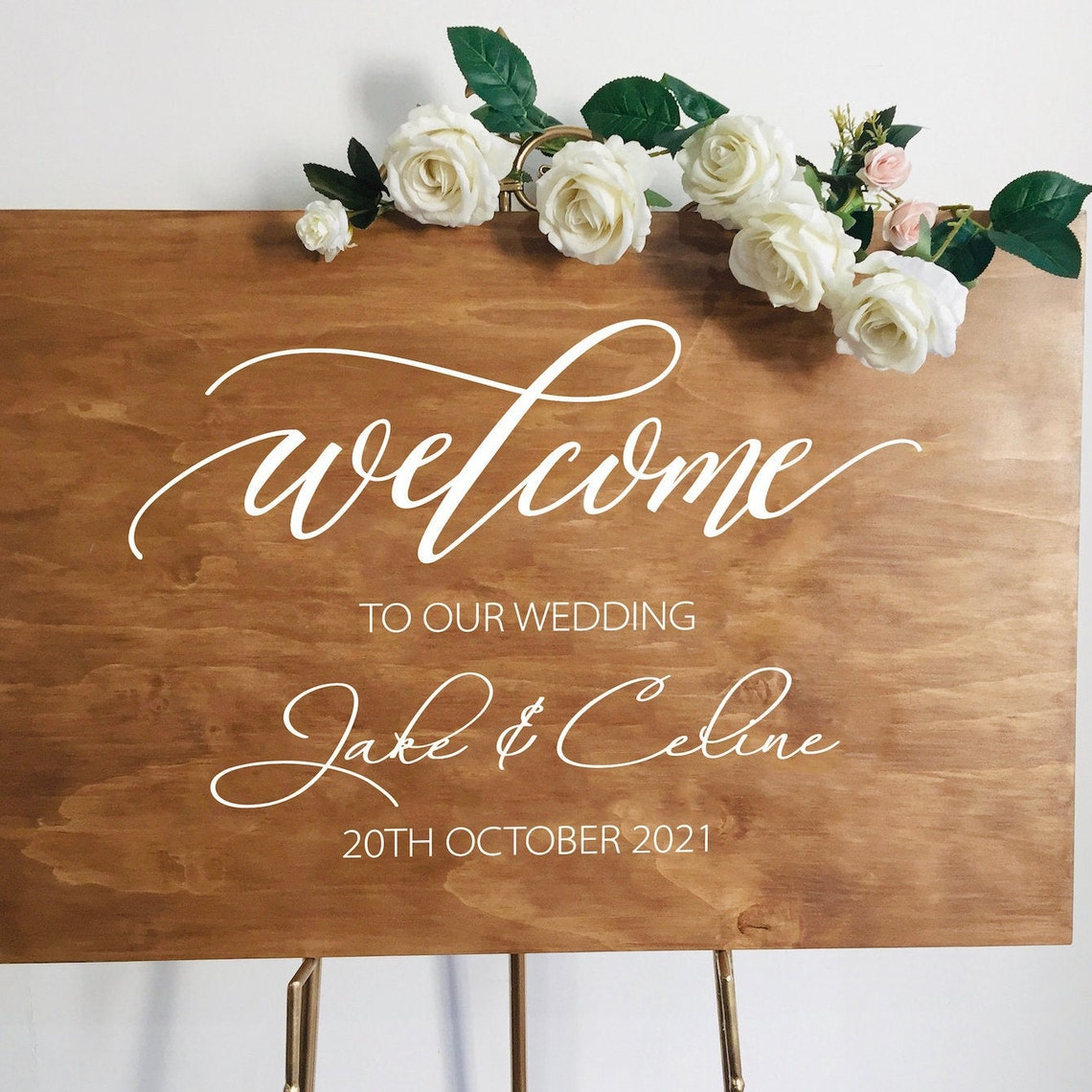 Elegant White Acrylic Wedding Welcome Sign