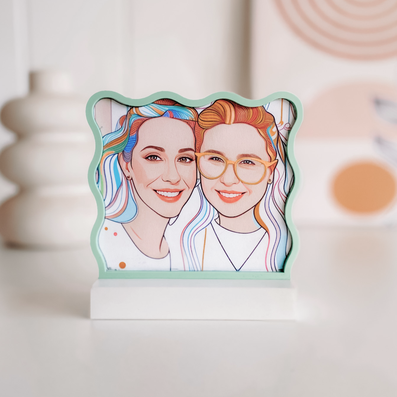 Soft Wave Line Art Picture Frame, Made in Australia by Bell & Beau Design Co. The perfect bestfriend gift! Available in our wide range of pastel colours.