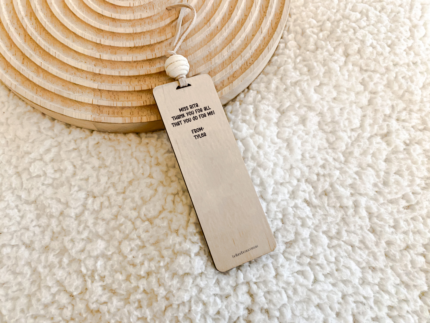 Personalised student gift for teacher made from natural wood