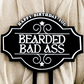 Retro Bearded Badass Cake Topper displayed on a decorated birthday cake, handcrafted in premium acrylic with bold retro lettering and cheeky design. Perfect novelty topper for adult birthdays, buck’s nights, or fun celebrations, this topper adds humour and style. Durable, lightweight, and available in multiple colours, custom made in Australia for standout party décor and unforgettable events.