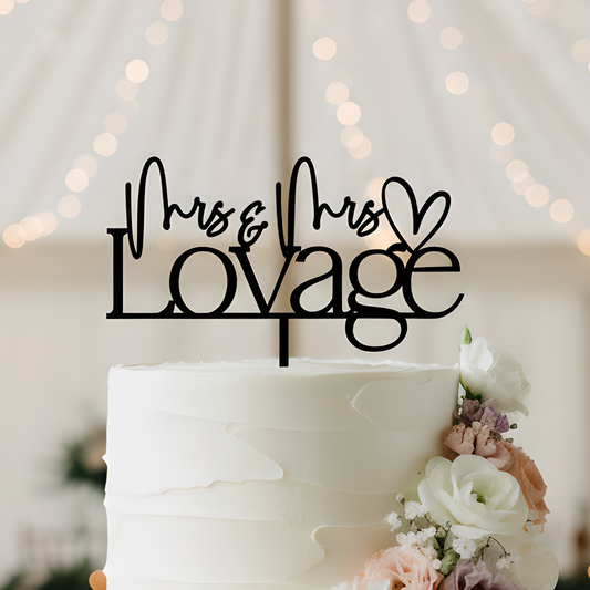 Elegant custom Mr & Mrs acrylic wedding cake topper by Bell & Beau Design Co., crafted in mirrored gold with a modern script design. Perfect for wedding cakes, anniversary celebrations, or engagement parties, this personalised cake decoration is lightweight, durable, and reusable. A beautiful keepsake for brides and grooms, designed to match any wedding theme and add a romantic finishing touch.