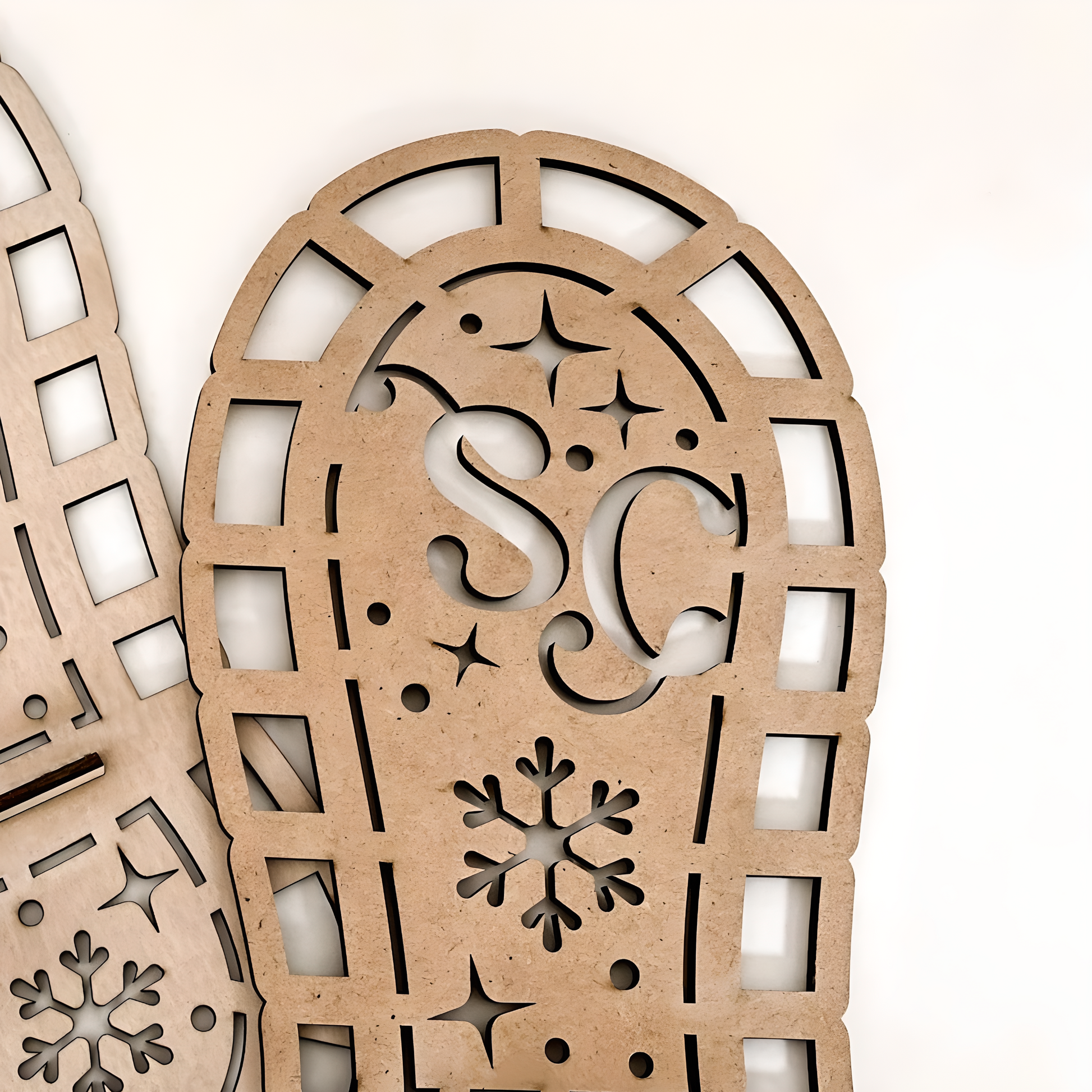 The back of the Santa's Boot Stencil (if provided) or a shot emphasizing the quality of the laser-cut MDF/Wood material
