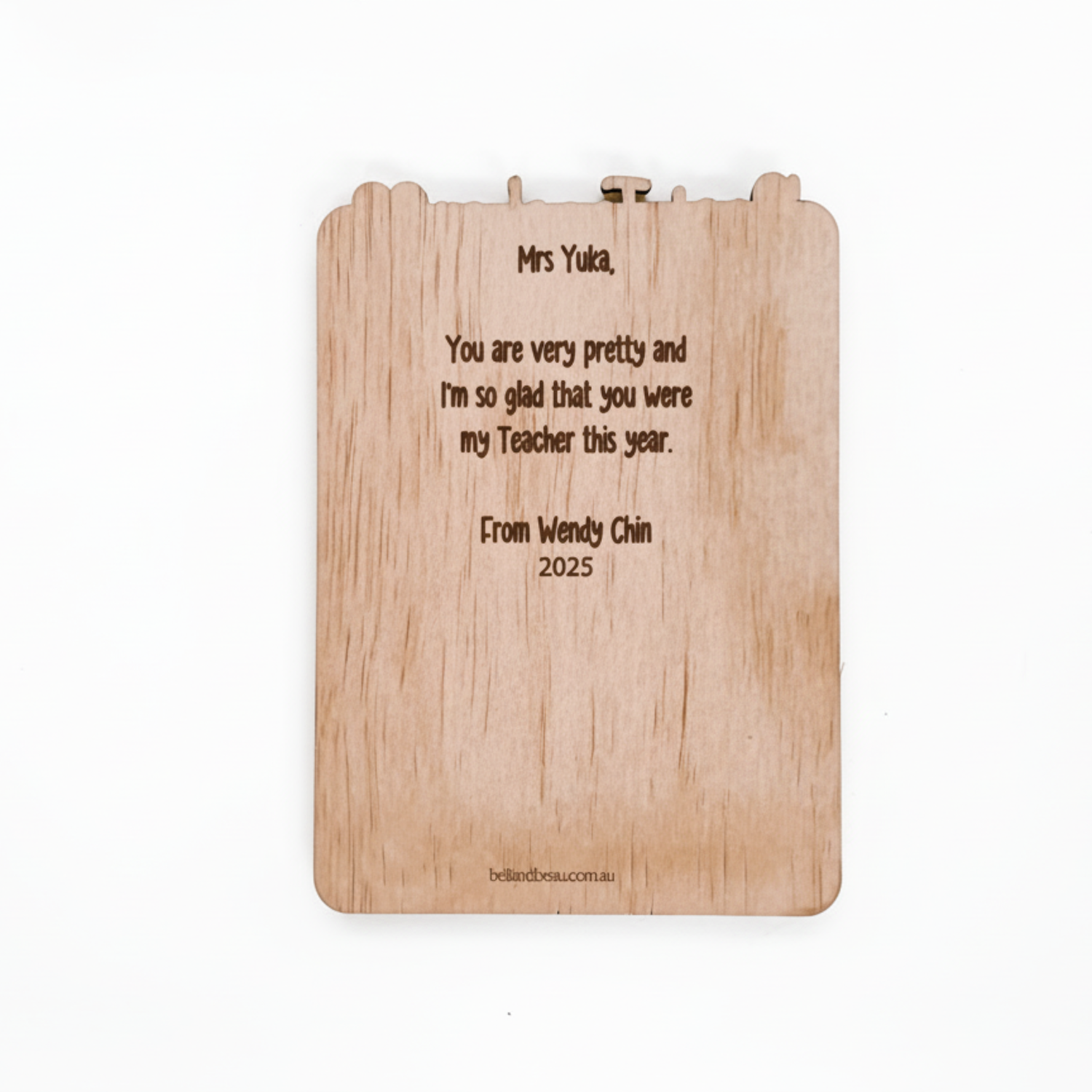 High-quality image of the back of a personalised dry erase notes board, a great office or home gift.