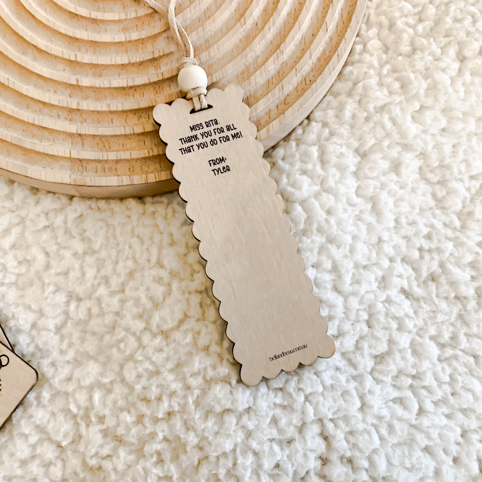 Back view of End of Year Teacher Gift showing space for custom engraving