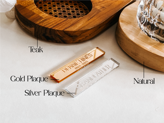 Memorial tealight holder crafted from premium wood with smooth finish and a glass tealight cup. Features a customisable plaque in gold or silver and optional engraved message. Ideal as a sympathy or condolence gift, remembrance tribute, or funeral décor. A thoughtful keepsake to comfort grieving families and honour loved ones with a gentle, lasting light.